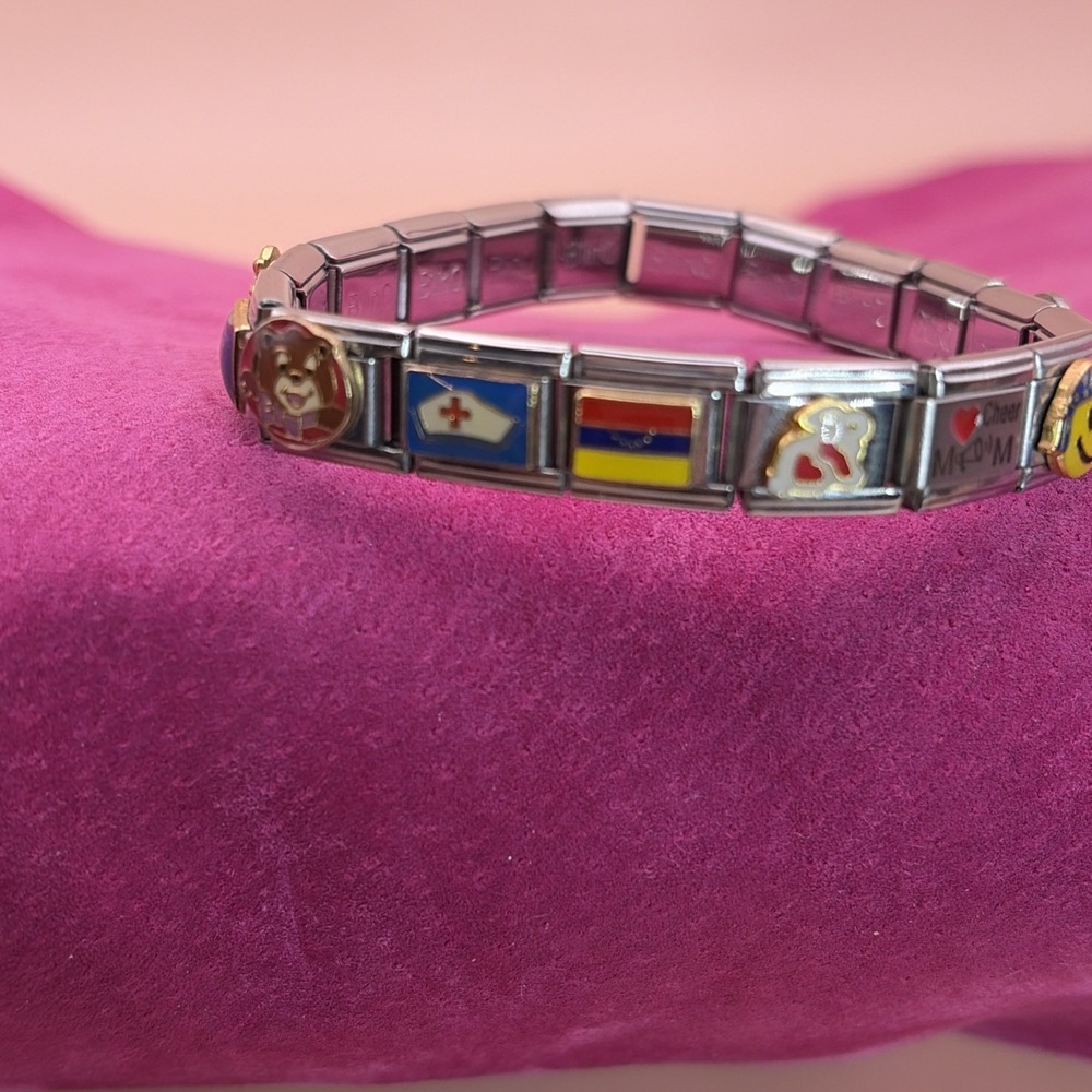 READY‎ TO WEAR Italian Charm Bracelet with 18 Mixed Vintage Charms – Unique Gift